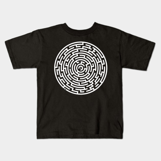 Maze Circle Maze Runner Labyrinth Kids T-Shirt by ballhard